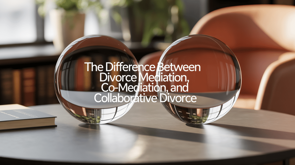 Scales of justice balancing mediation, co-mediation, and collaborative divorce legal concepts