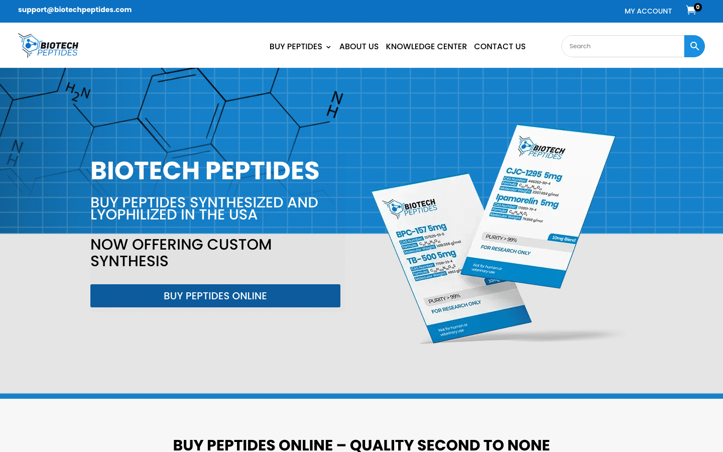 Biotech Peptides homepage screenshot