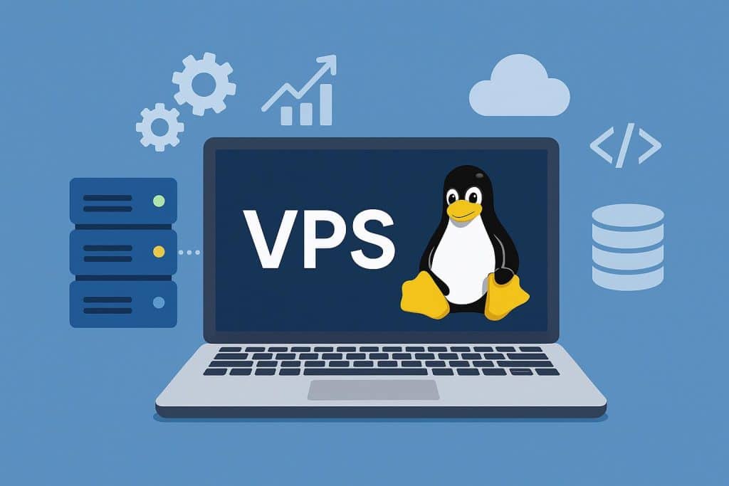 How Linux VPS Help Developers Work? Linux VPS dashboard with code editor open, illustrating developer workflow optimization