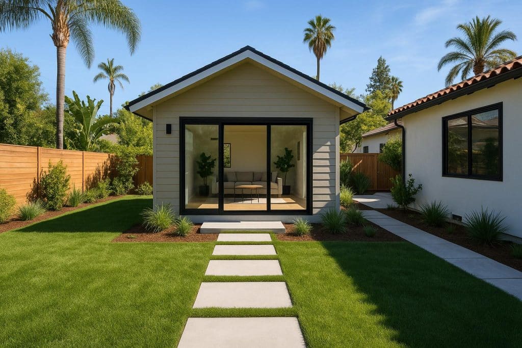 Modern ADU beside a main Los Angeles house, showcasing increased property value and versatility