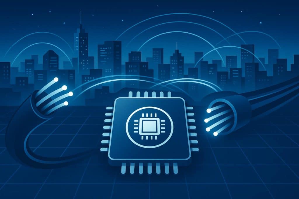 Eight Years of Innovation: Building a Dedicated MCU Portfolio for Optical Communications Microcontroller units and optical fiber connections representing innovation in optical communications