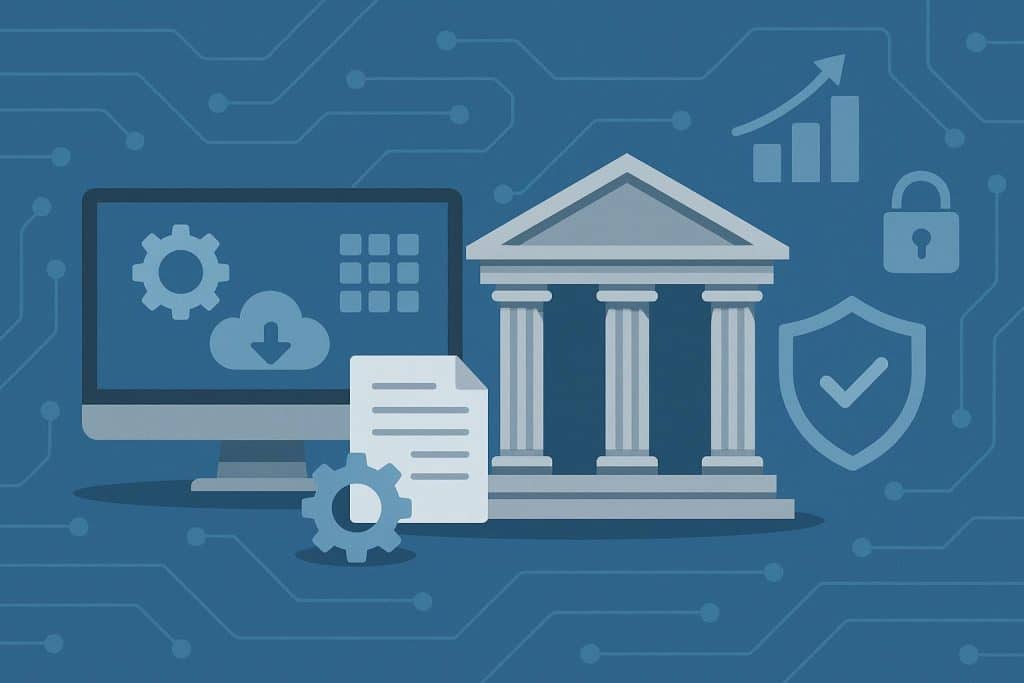 Why Digital Transformation Needs Strong Legal and Governance Foundations Scales of justice overlaying digital circuit board representing legal foundations in digital transformation