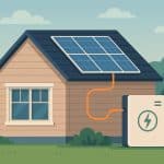 Home energy storage system with modern battery units installed in a residential garage