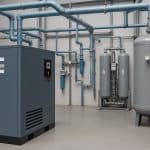 Atlas Copco air compressors optimizing industrial air system efficiency in a modern facility