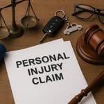 Car accident scene with damaged vehicles and traffic cones representing personal injury claims