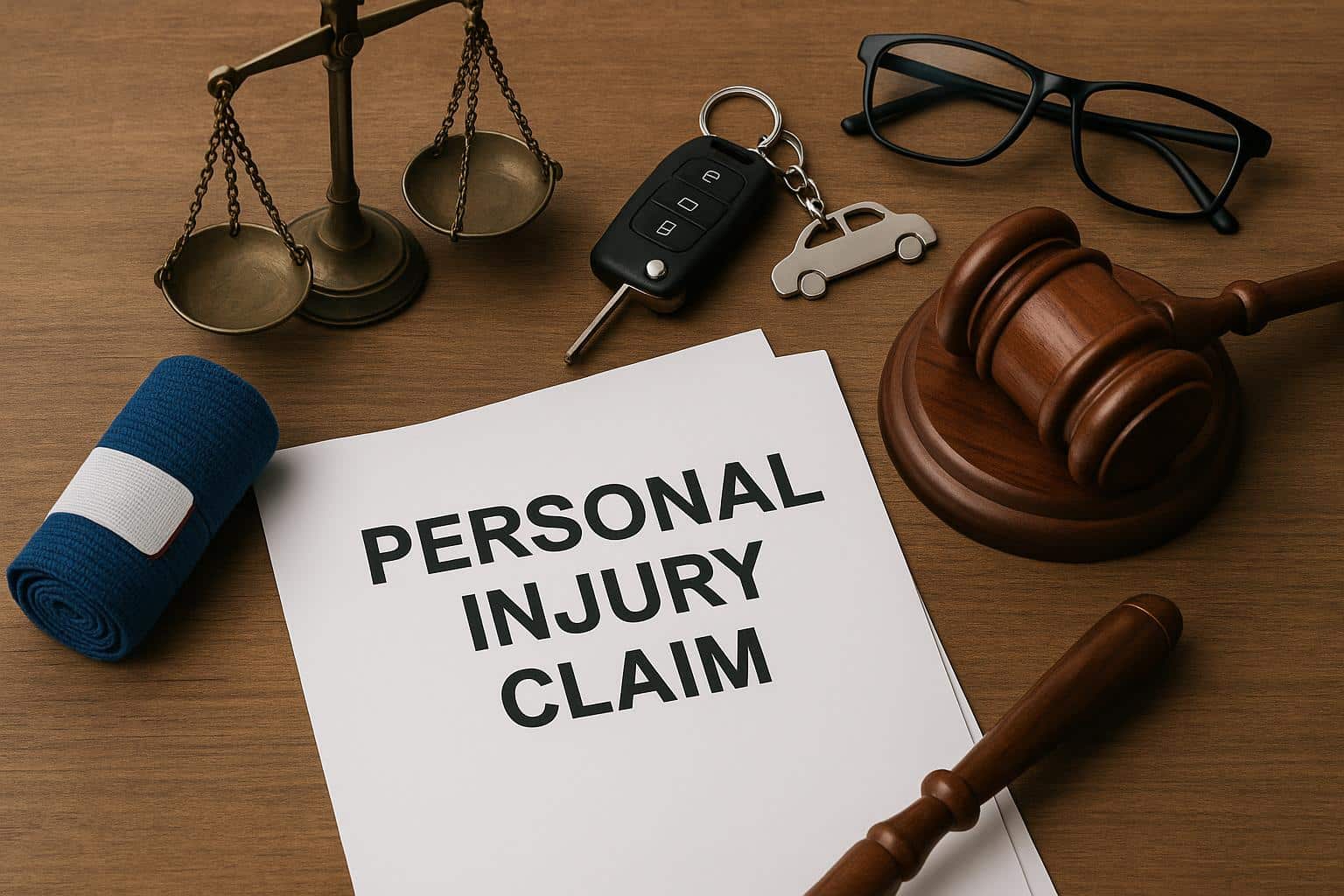 Car accident scene with damaged vehicles and traffic cones representing personal injury claims