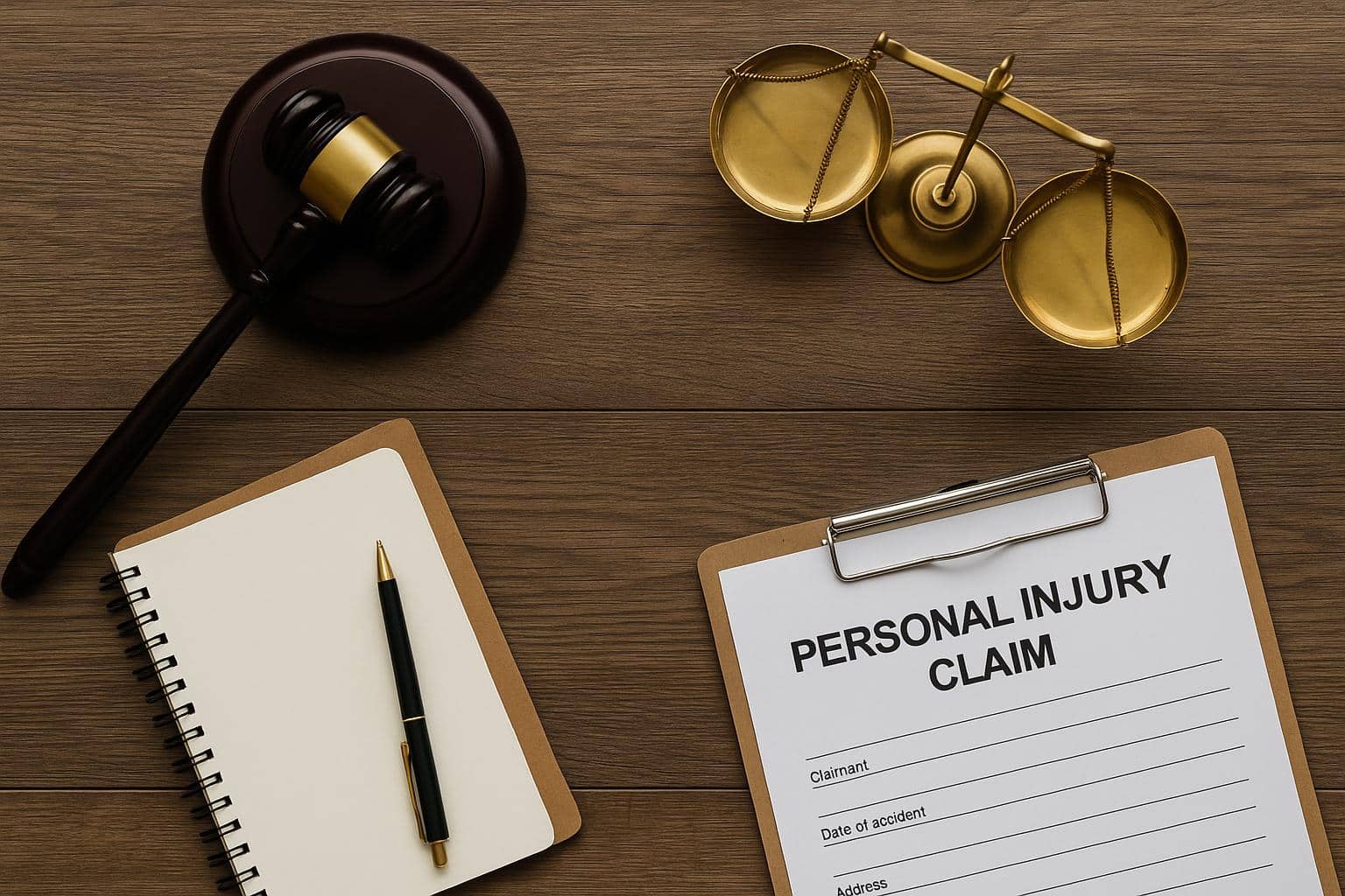 Gavel and legal documents symbolizing personal injury law and attorney consultation